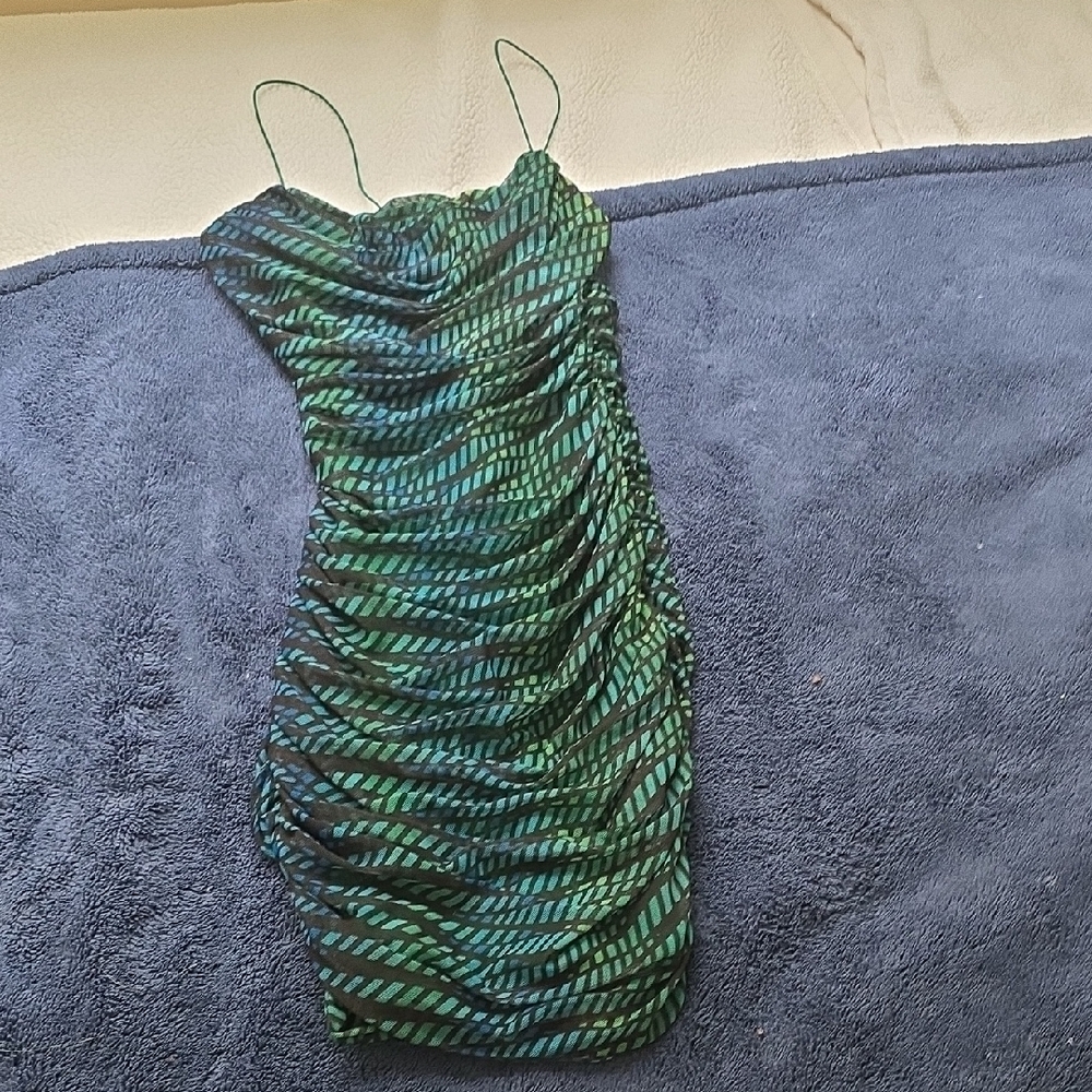 Oh Polly Green Ruched Bodycon Mini Dress